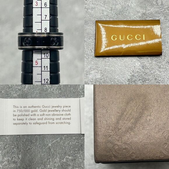 NWT Authentic Gucci Icon Thin Band Ring in Platinum white Gold Interlocking G Wi - Picture 13 of 13